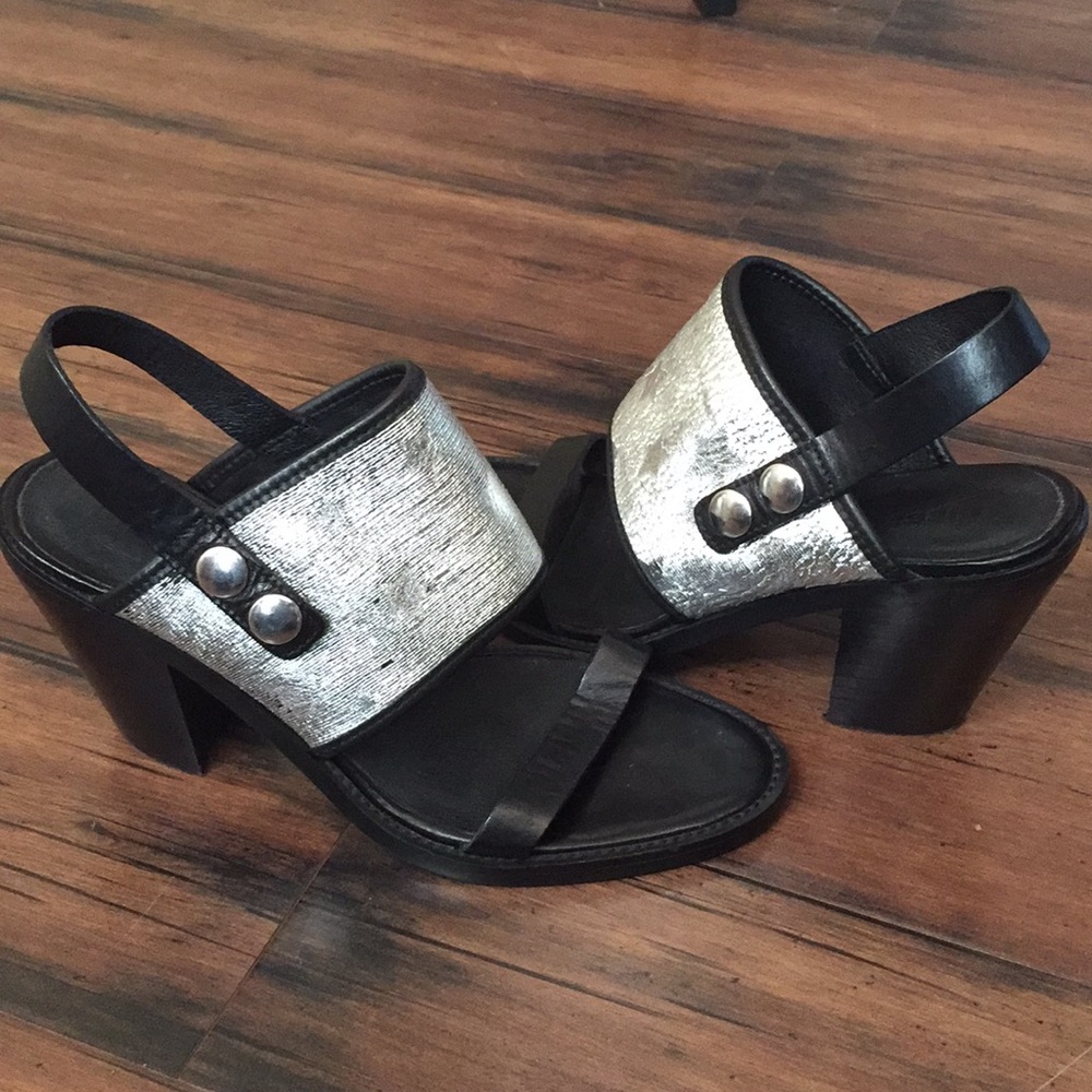Diesel  heels open toe heels black with silver stars size 39‎
